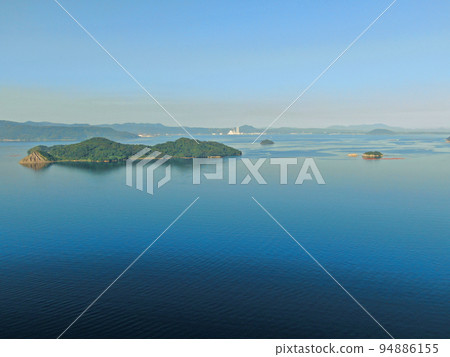 Aerial view of cobalt blue sea from above Hatsuzaki Park in Fukushima 94886155