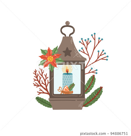 Christmas lantern winter decor flat design vector 94886751