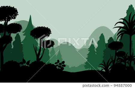 Silhouette shadow of forest scene 94887000