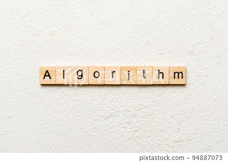 Algorithm word written on wood block. Algorithm text on table, concept 94887073