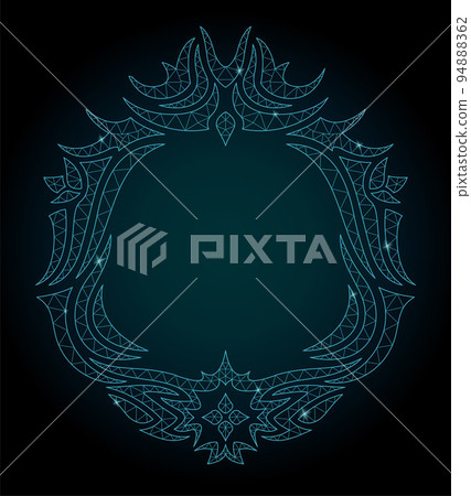 Cosmic low poly art with blue shiny vintage frame 94888362