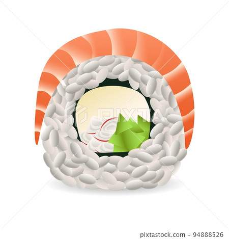 Japanese sushi roll. Realistic sashimi seafood and rice 94888526