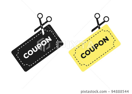 Scissors cut discounty coupon icon 94888544