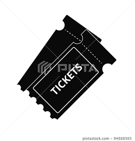 Black tickets icon. Paper pass coupon for concert festival 94888565