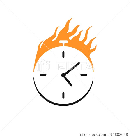 Burning clock icon. Symbolic project deadline Burning clock icon. Symbolic project deadline 94888658