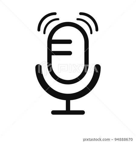 Black microphone on stand icon 94888670