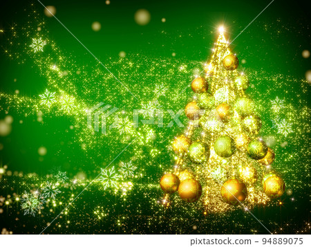 Glittering Christmas tree green background sideways Glittering Christmas tree green background sideways 94889075