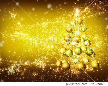 Glittering Christmas tree gold background horizontal Glittering Christmas tree gold background horizontal 94889076