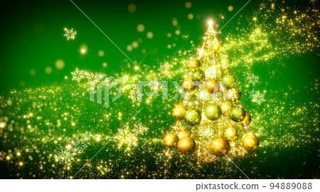 Glittering Christmas tree green background sideways Glittering Christmas tree green background sideways 94889088