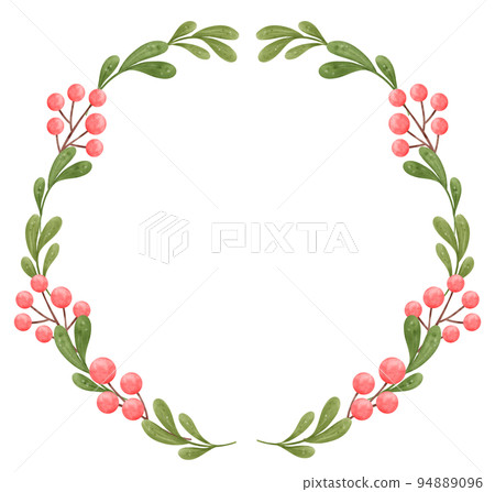 Christmas wreath circle frame watercolor illustration Christmas wreath circle frame watercolor illustration 94889096