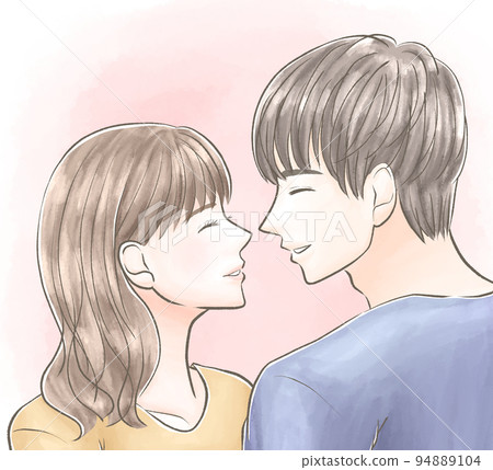 男人和女人面帶微笑,有背景,水彩風格 男人和女人面帶微笑,有背景,水彩風格 94889104