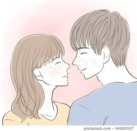 Men and women facing each other with a smile background 94889107