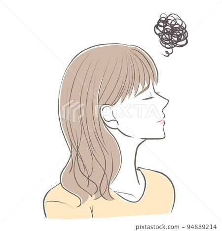 A woman in plain clothes who is worried about looking sideways 94889214