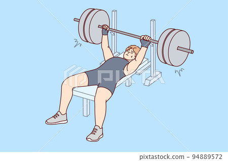 Male athlete lift barbell  94889572