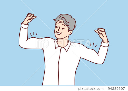 Elderly man showing muscles  94889607