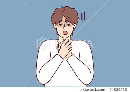 Stunned man shocked by unexpected news 94889618
