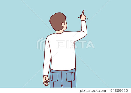 Man pointing at blank space with finger Man pointing at blank space with finger 94889620