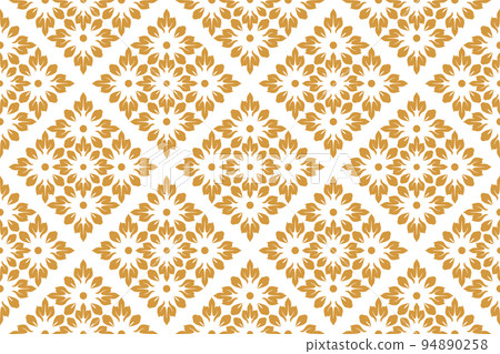 Flower geometric pattern. Seamless vector background. White and gold ornament Flower geometric pattern. Seamless vector background. White and gold ornament 94890258