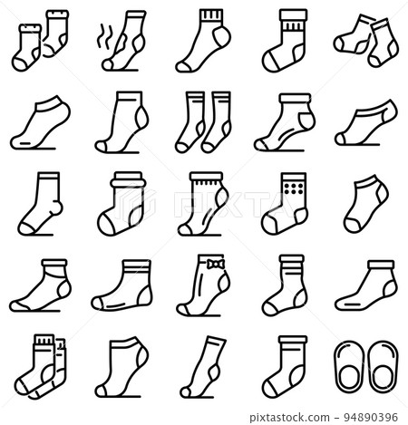 Socks icons set. Outline set of socks vector icons for web design isolated on white background Socks icons set. Outline set of socks vector icons for web design isolated on white background 94890396