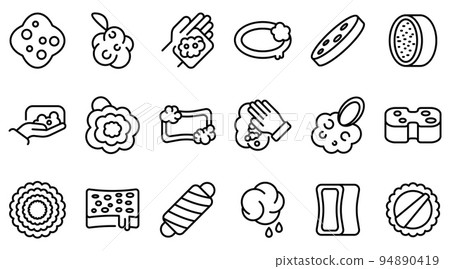 Washcloth icons set. Outline set of washcloth vector icons for web design isolated on white background 94890419