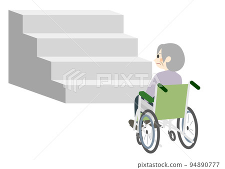 Wheelchair, elderly, stairs, trouble Wheelchair, elderly, stairs, trouble 94890777