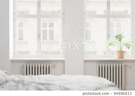 背景:帶有龜背竹的斯堪的納維亞酒店的窗台 背景:帶有龜背竹的斯堪的納維亞酒店的窗台 94890813