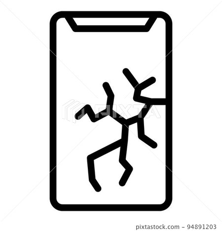 Broken screen icon. Outline broken screen vector icon for web design isolated on white background 94891203