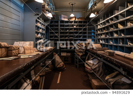 Schaerbeek, Brussels Capital Region - Belgium - Empty postal service sorting room 94891629