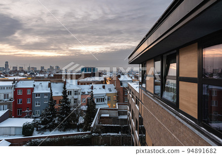 Brussels Capital Region - Belgium - Panoramic view over the Brussels skyline during sunrise 94891682
