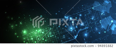 Abstract glowing technology background. Communication concept. Template for science presentation. Vector illustration. Abstract glowing technology background. Communication concept. Template for science presentation. Vector illustration. 94891882