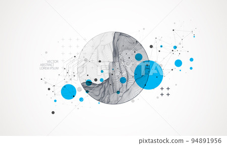 Modern science or technology elements. Trendy abstract background. Cyberspace surface illustration. Vector. Modern science or technology elements. Trendy abstract background. Cyberspace surface illustration. Vector. 94891956