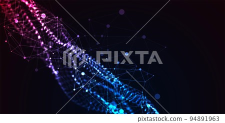Abstract vector background. Particles dynamic flow with plexus effect. Abstract vector background. Particles dynamic flow with plexus effect. 94891963