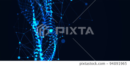 Abstract vector background. Particles dynamic flow with plexus effect. Abstract vector background. Particles dynamic flow with plexus effect. 94891965
