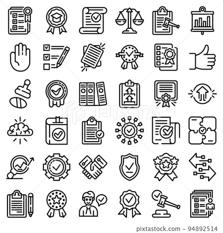 Standard icons set. Outline set of standard vector icons for web design isolated on white background 94892514