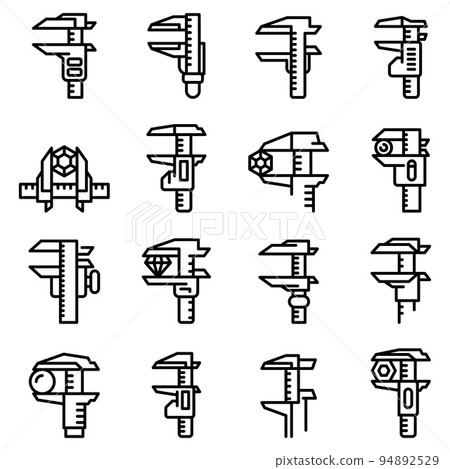 Calipers icons set. Outline set of calipers vector icons for web design isolated on white background Calipers icons set. Outline set of calipers vector icons for web design isolated on white background 94892529
