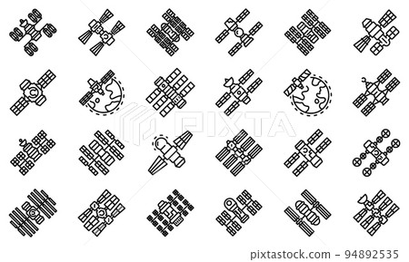 Space station icons set. Outline set of space station vector icons for web design isolated on white background Space station icons set. Outline set of space station vector icons for web design isolated on white background 94892535