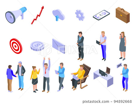 Outsource icons set. Isometric set of outsource vector icons for web design isolated on white background 94892668