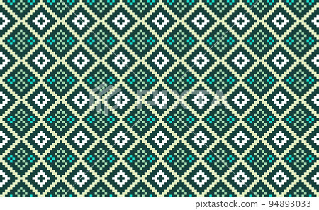 Embroidery ethnic pattern, Vector Geometric chevron background, Green and white pattern ornamental fashion 94893033