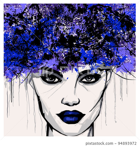 Original abstract digital portrait of a woman Original abstract digital portrait of a woman 94893972