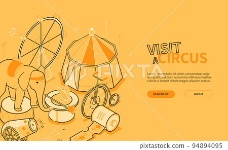 Visit a circus - line design style isometric web banner Visit a circus - line design style isometric web banner 94894095