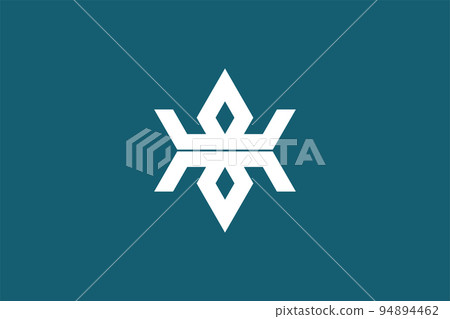 Flag of Iwate Prefecture (Japan) - vector, Stylized character (iwa) in white, centered on a grayish-blue background Flag of Iwate Prefecture (Japan) - vector, Stylized character (iwa) in white, centered on a grayish-blue background 94894462