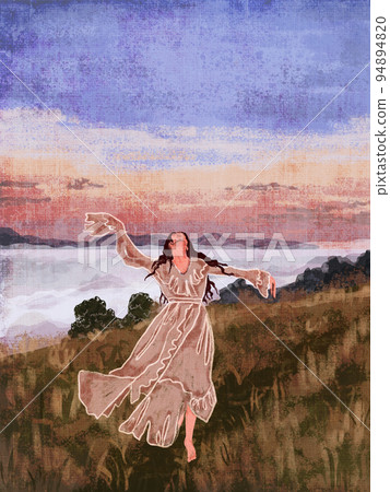 Modern Boho Modern floral acrylic Art Print. Girl dancing and looking at the sky. Grass field in the fog. Abstract Minimal Background. Bohemian printable wall art, boho poster, pastel abstract art Modern Boho Modern floral acrylic Art Print. Girl dancing and looking at the sky. Grass field in the fog. Abstract Minimal Background. Bohemian printable wall art, boho poster, pastel abstract art 94894820
