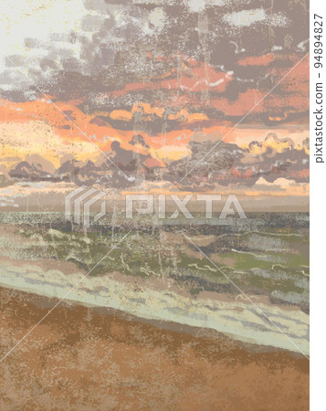 Modern Boho Sea Beach with Waves Art Print. Abstract Minimal Background. Bohemian printable wall art, boho poster, pastel abstract art, landscape drawing, sea painting. Abstract Arrangements Modern Boho Sea Beach with Waves Art Print. Abstract Minimal Background. Bohemian printable wall art, boho poster, pastel abstract art, landscape drawing, sea painting. Abstract Arrangements 94894827