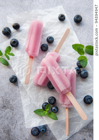 Homemade blueberry ice cream or popsicles Homemade blueberry ice cream or popsicles 94894947