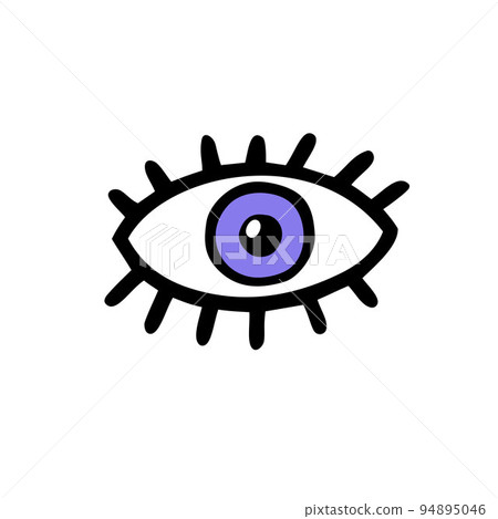 Doodle scary Violet eye with pupil, eyelashes 94895046