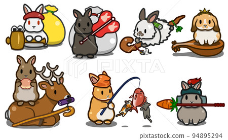 Rabbit deformed illustration [Seven Lucky Gods] 94895294