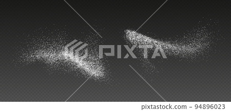 Sugar powder splash, flying salt, baking flour top view. White powder. 94896023