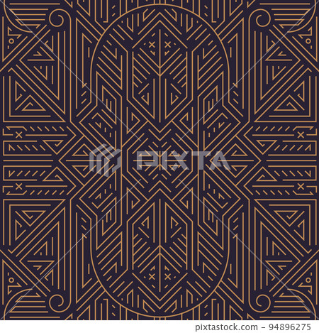 Vector abstract geometric line pattern, seamless art deco, gatsby style background. Golden retro luxury ornament. Vintage style. Vector abstract geometric line pattern, seamless art deco, gatsby style background. Golden retro luxury ornament. Vintage style. 94896275