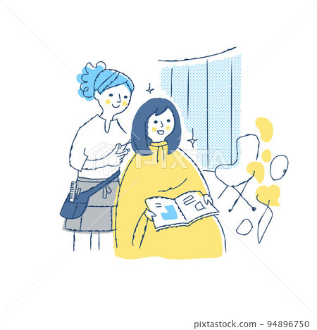 Hairdresser and customer cutting hair at hair salon 94896750