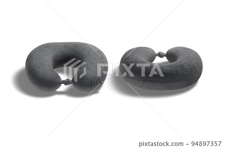 Blank black travel pillow mockup, front and back view Blank black travel pillow mockup, front and back view 94897357